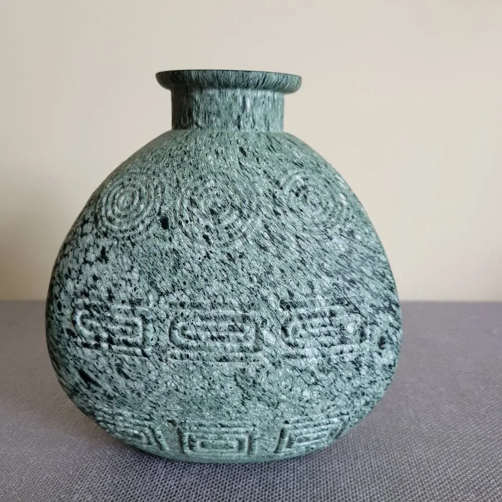 Unique Textured Decorative Art Glass Vase Triangle Textured Medium Over Glass